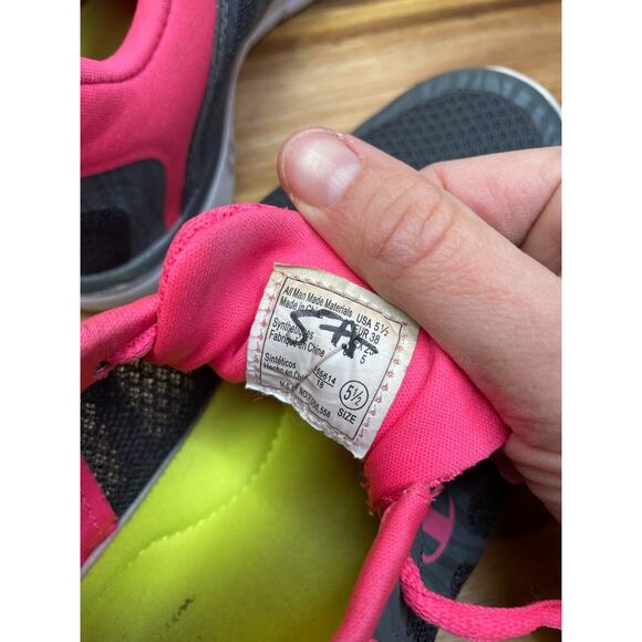 Champion Shoes Womens 5.5 Running Jogging Gray Pink Fabric Lace Up Walking - Picture 11 of 12